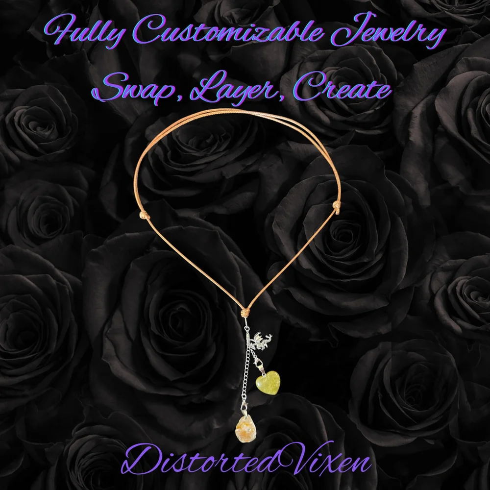 Green Aventurine & Citrine Dragon Charm Convertible Necklace | Adjustable Cord